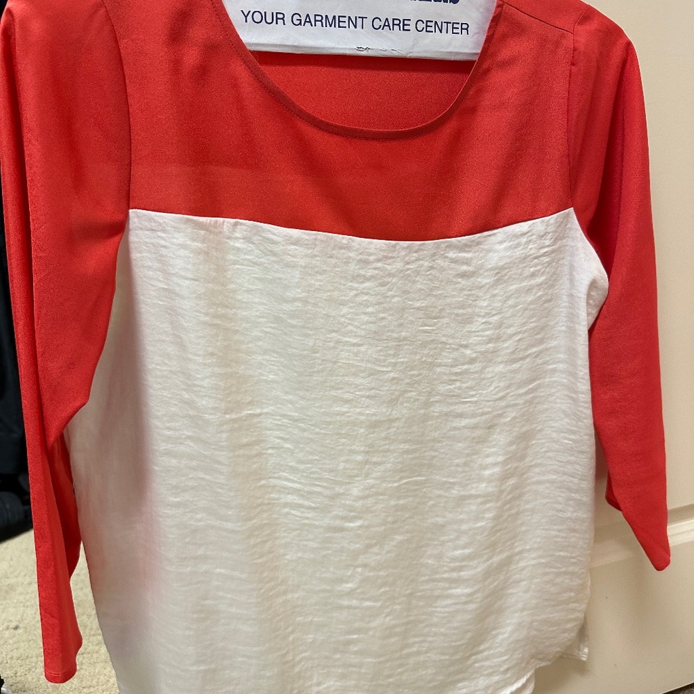 The Limited Blouse in White and Coral